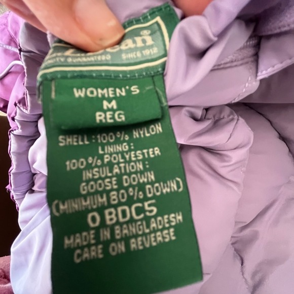 Women's L.L. Bean Reversible Purple Down Puffer Jacket Lightweight Coat Winter - Picture 6 of 11